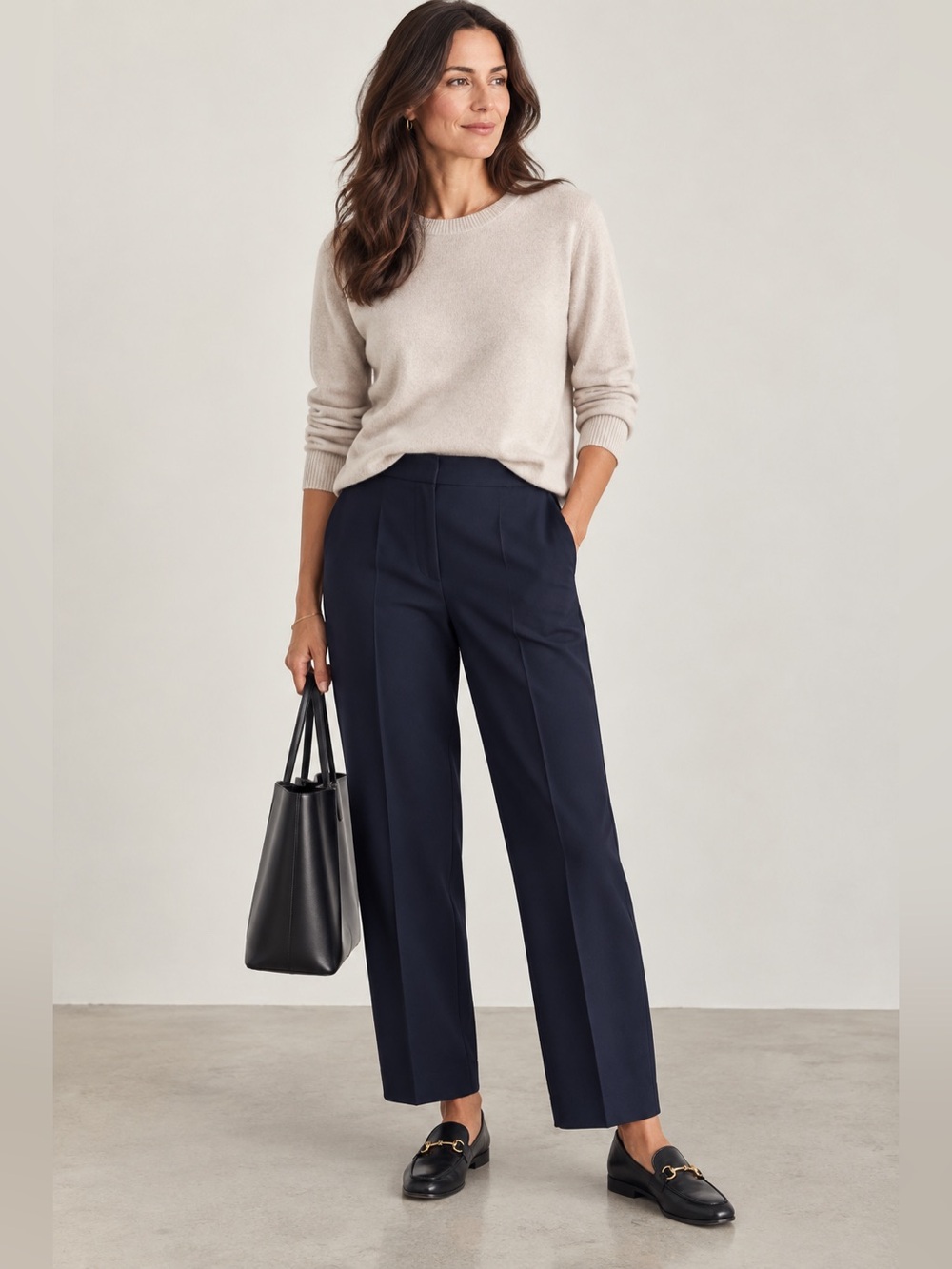 Vince Mid Rise Pintuck Straight Leg Pants Navy Blue Size 6